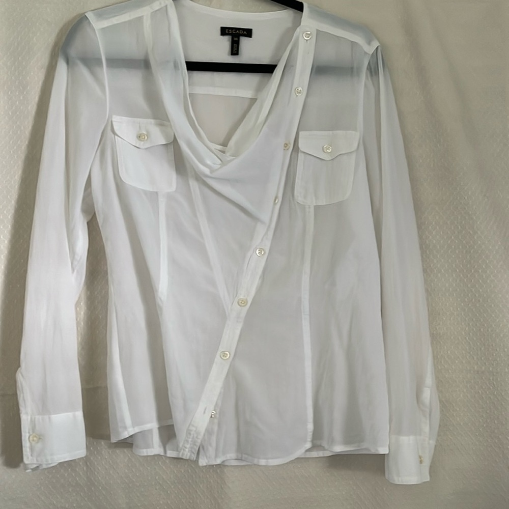 ESCADA Long Sleeve Button BLOUSE Top SIZE 36 100% cotton